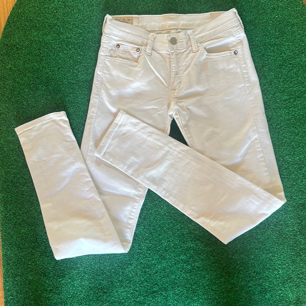 Ralph lauren cream, off white, denim, Tompkins skinny pants, size 26